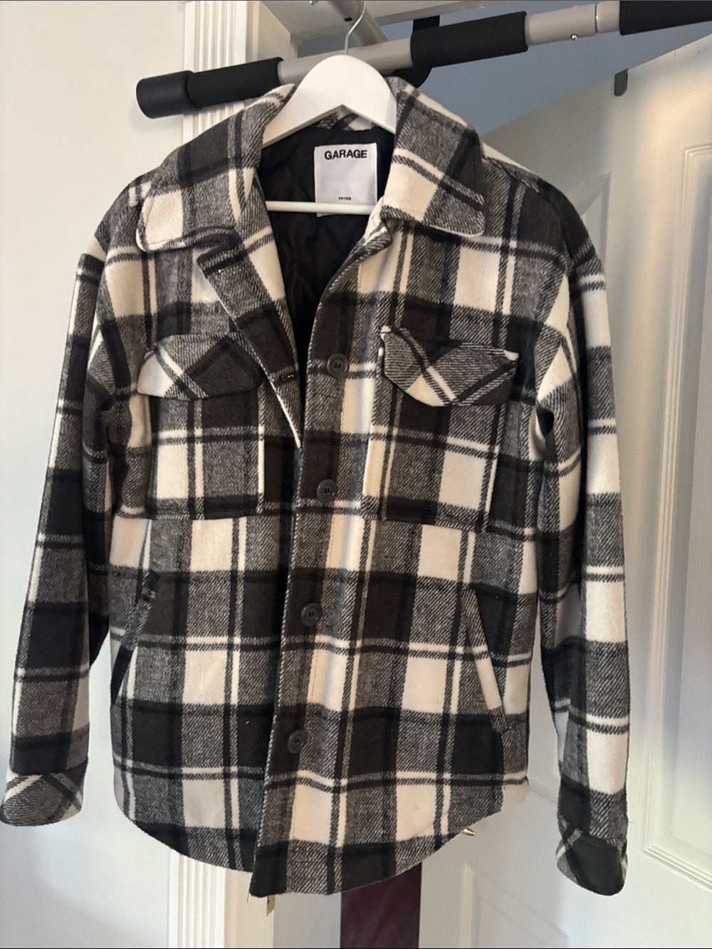 Garage Black and White Plaid Shacket Jacket
